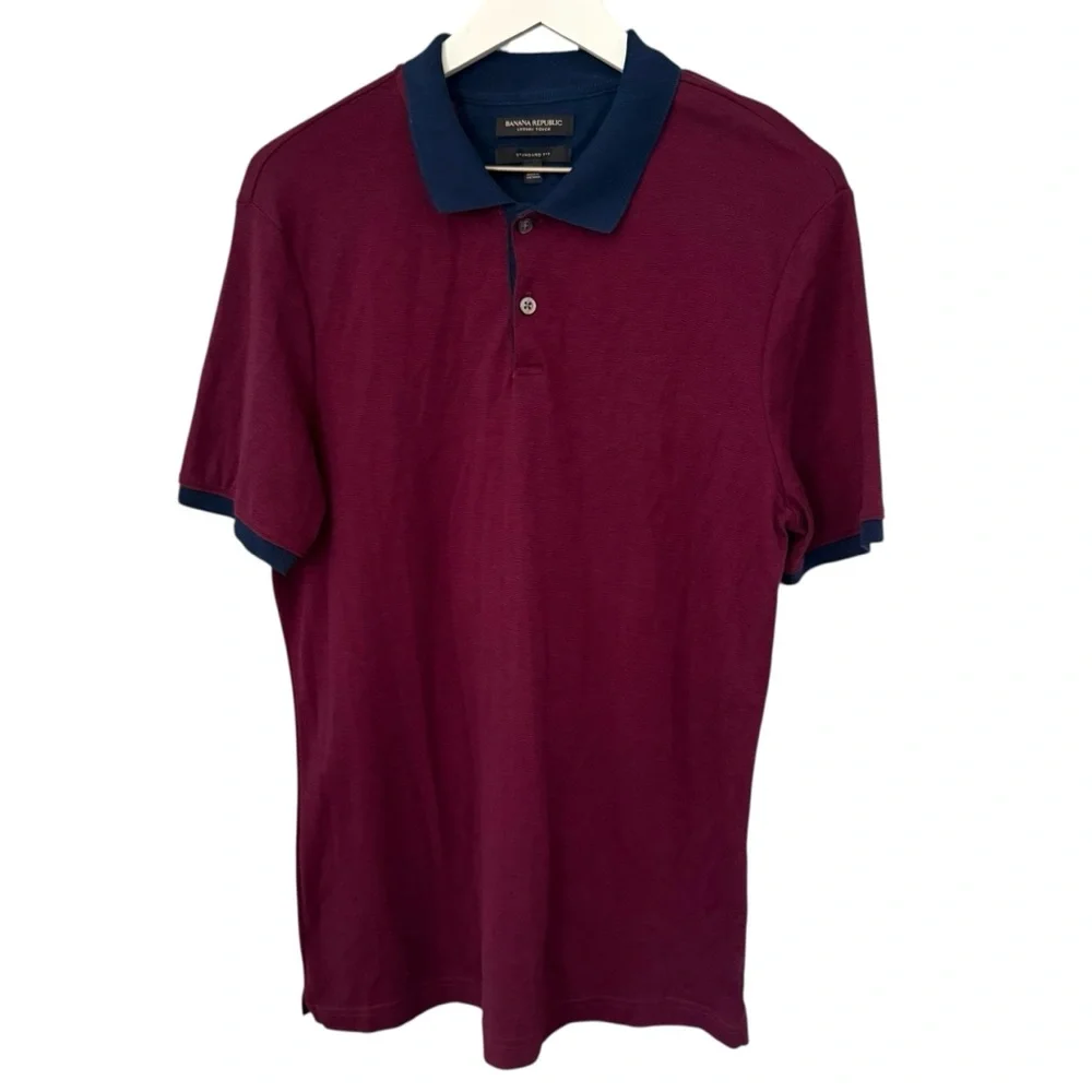 Banana Republic Luxury Touch Burgundy Polo Shirt Men’s Size Large Standard Fit